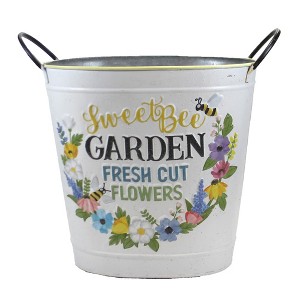 Direct International 12.5 Inch Sweet Bee Metal Bucket Decor Catchall Trash Can Decorative Buckets - 1 of 3
