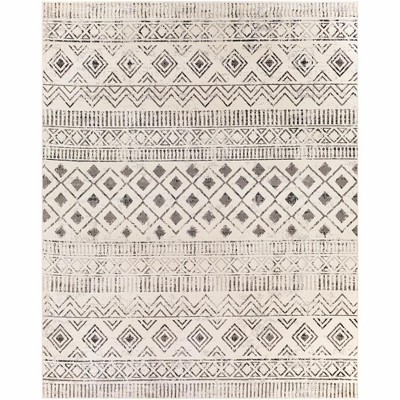 Mark & Day Oolde 7'10"x10' Rectangle Woven Indoor Area Rugs Light Gray: Transitional Bohemian Ikat Design, Stain-Resistant