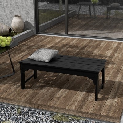 Black HDPE Backless Outdoor Garden Bench with Contoured Seat