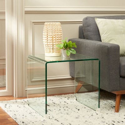 Clear Tempered Glass Minimalist Rectangular Accent Table
