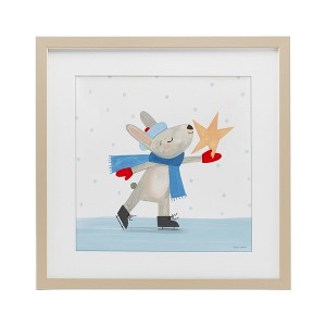 Stupell Industries Ice Skating Bunny with Star Framed Print Under Glass Art - 1 of 4