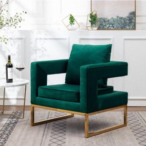 CAVINAS Contemporary Accent Chair, Upholstered Arm Chair with Gold-tone Metal Frame - 1 of 4