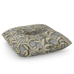 Alisa Galitsyna Bellflower Pattern Cream Olive Square Floor Pillow - Deny Desings - 1 of 2