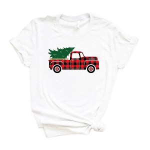 Simply Sage Market Women's Plaid Christmas Truck  Short Sleeve Graphic Tee - 1 of 2