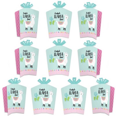 Big Dot of Happiness Whole Llama Fun - Table Decorations - Llama Fiesta Baby Shower or Birthday Party Fold and Flare Centerpieces - 10 Count