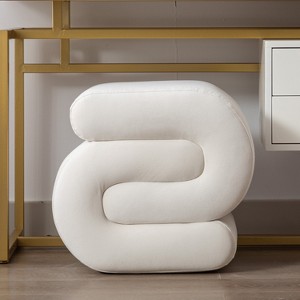 GDFStudio Mina Velvet S-Shape Upholstered Ottoman/Footstool - 1 of 4