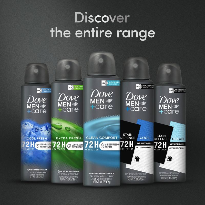 Dove Men+Care 72-Hour Clean Comfort Dry Spray Antiperspirant Deodorant - 3.8oz/2ct, 6 of 9