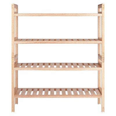 Natural Wood Stackable 4-Tier Shoe Rack