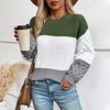 Coolmee Womens Sweaters Fall Fashion Long Sleeve Color Block Oversized Sweater Casual Crew Neck Knitted Tops Pullover - 3 of 4