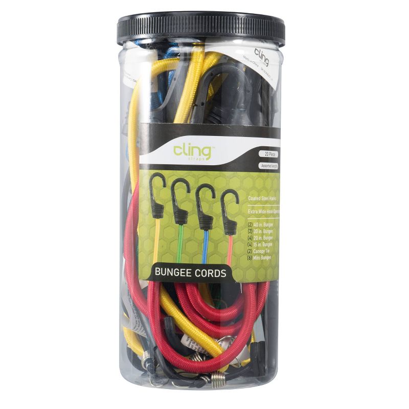 Cling 20pc Assorted Bungee Cords, 1 of 4