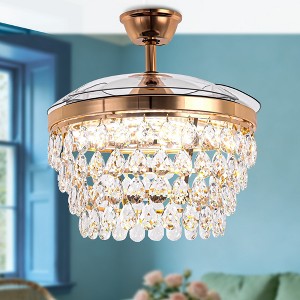 Bella Depot 42" Modern Gold Crystal Ceiling Fan with Light and Remote - 1 of 4