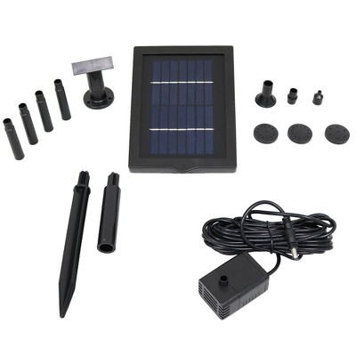 Sunnydaze Outdoor 1.3 Watt Solar Pump and Panel Bird Bath Fountain Kit with 5 Spray Heads - 40 GPH - 24"