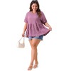 Agnes Orinda Women's Plus Size Crew Neck Short Sleeve Summer Casual Flowy Babydoll Blouses - 3 of 4