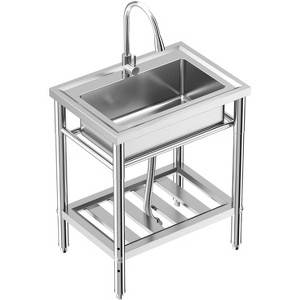 Stainless Steel Utility Sink, Freestanding Single Bowl Commercial Sink for Restaurant, Laundry Room, Bathroom, Garage, Garden - 1 of 4