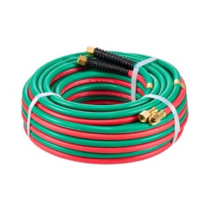 VEVOR Oxygen Acetylene Hose, 1/4-Inch x 50FT Oxy Acetylene Hose with 9/16"-18 LH/RH B Fittings, R Grade Welding Torch Twin Hose, Red and Green - 1 of 4