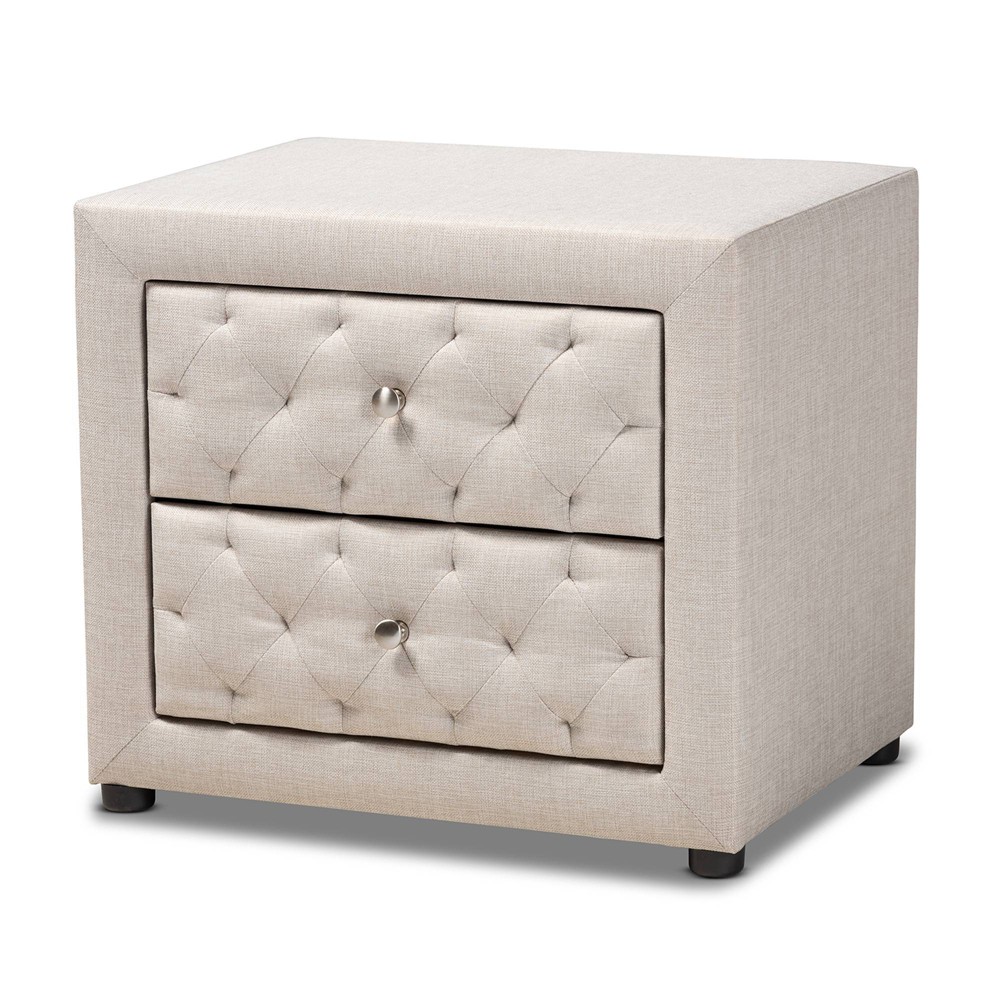 Photos - Storage Сabinet 2 Drawer Lepine Wood Nightstand Beige - Baxton Studio