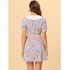 Allegra K Women's Peter Pan Collar Flowy Short Sleeve Ruffle Summer Floral Shirt Dress - 4 of 4