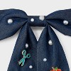 Teacher Icon Apple Pencil Glue Bottle Charm Denim Hair Bow Clip - Multicolor - 3 of 3