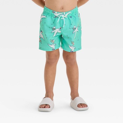 Baby Boys' Sea Gull Printed Swim Shorts - Cat & Jack™ Aqua Green 12M