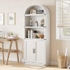 Arched Bookcase with Doors 71.65in Tall Bookshelf Farmhouse Bookcase  Cabinet with Shelves Wooden Bookshelves - 3 of 4