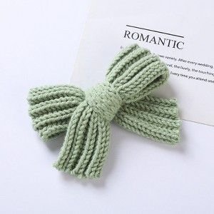 MyKids-Usa Baby Solid Color Big Knitted Bow Handmade Hairpin - 1 of 4