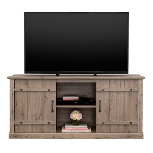 62.4" TV Stand with Sliding Barn Doors, Adjustable Shelves, and Cord Management for TVs up to 70" for Living Room - 1 of 4