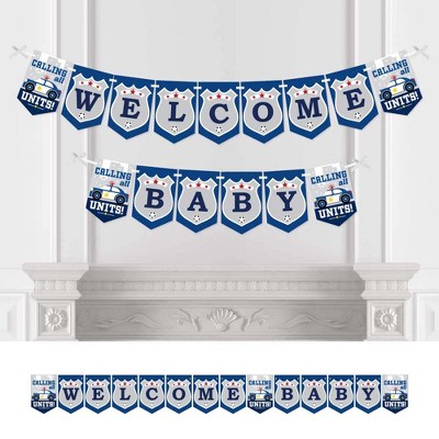 Big Dot of Happiness Calling All Units - Police - Cop Baby Shower Bunting Banner - Party Decorations - Welcome Baby