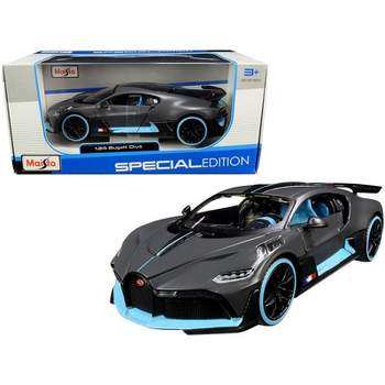 Bugatti Divo Satin Charcoal Gray with Carbon and Blue Accents "Special Edition" 1/24 Diecast Model Car by Maisto