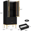 Modern Fluted Storage Cabinet with Glass Door and 2 Drawers, Adjustable Shelves, Gold Accents, MDF Build for Kitchen, Living Room, Office - 3 of 4