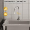 Utility Sink Free Standing Single Bowl Kitchen Sink with Cold and Hot Water Pipe Stainless Steel Sink for Laundry Room Bathroom Farmhouse - 3 of 4