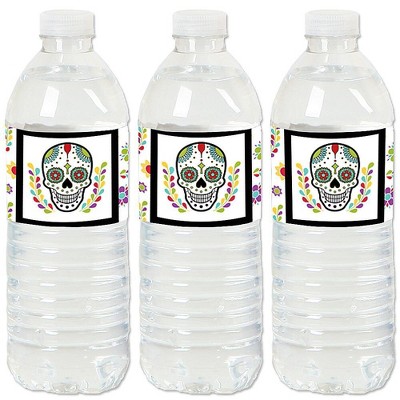 Big Dot of Happiness Day of the Dead - Sugar Skull Party Water Bottle Sticker Labels - Set of 20