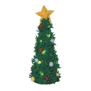 Transpac Polyester 14.25 in. Green Christmas Plush Light Up Fuzzy Tree Decor - 1 of 4