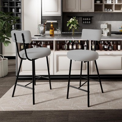 37" Bar Stools Set of 2/4, Modern Upholstered Kitchen Island Bar Chairs with Metal Legs, Tall Counter Height Stools for Dining Room, Bar