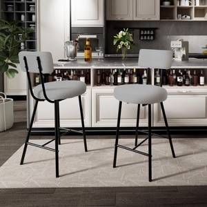 37" Bar Stools Set of 2/4, Modern Upholstered Kitchen Island Bar Chairs with Metal Legs, Tall Counter Height Stools for Dining Room, Bar - 1 of 4