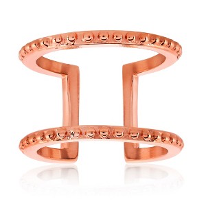 ELYA Women's Polished Studded Edges Steel Open Cuff Ring - 1 of 4
