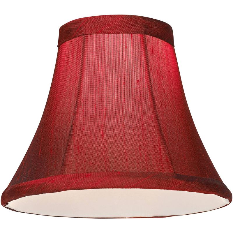 Springcrest Set of 8 Bell Lamp Shades Deep Red Faux Silk Small 3" Top x 6" Bottom x 5" High Candelabra Clip-On Fitting, 5 of 9
