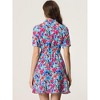 Allegra K Women's Point Collar Floral Button Up Tie Waist Summer Dresses - 4 of 4