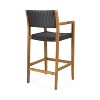 GDFStudio Eliani Outdoor Acacia Wood and Wicker 30 Inch Barstools (Set of 4), Teak/Black - 4 of 4