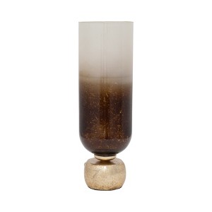 Modern Glass Metal Pillar Candle Holder with Accents, Elegant Ombre Finish, Decorative Home & Office Accent - 1 of 4
