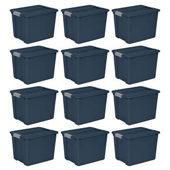 Sterilite Tuff1 30 Gallon Plastic Storage Stackable Container Bins With  Secure Latching Lid For Indoor Or Outdoor Home Organization, Blue (12 Pack)  : Target