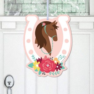 Big Dot of Happiness Run Wild Horses - Hanging Porch Pony Birthday Party Outdoor Decorations - Front Door Decor - 1 Piece Sign - 1 of 4
