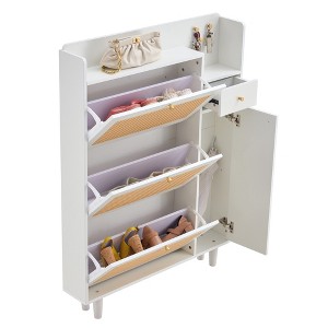 PDTEND Modern Minimalist Rattan Storage Shoe Cabinet - 1 of 4