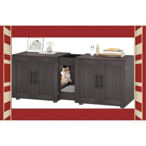 Double Cat Litter Box Enclosure with Litter Mat, Wooden Hidden Cat Washroom Furniture for 2 Cats, Storage Cabinet, 55" L x 17.7" W x 20.6" H - 1 of 4