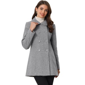 INSPIRE CHIC Women's Christmas Peter Pan Collar Double Breasted Long Trench Winter Pea Coat - 1 of 4