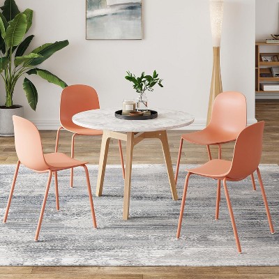 Pexfix Plastic Stackable Dining Chair  with Metal Legs Set of 4