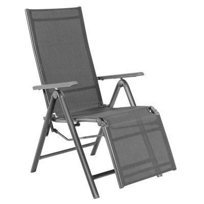 Tangkula Outdoor Adjustable Reclining Chair High Back Recliner Folding Lounge Chair Gray