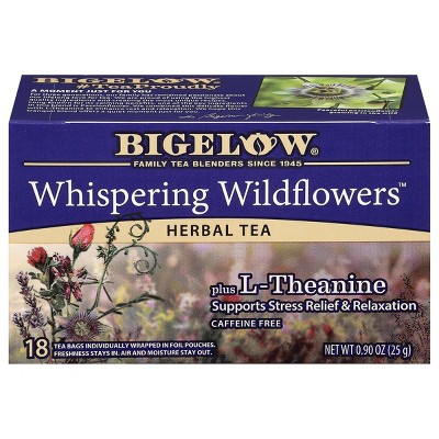 Bigelow Whispering Wildflowers plus L-Theanine Herbal Tea case of 6/18