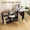 Boho Kitchen Cabinet, Buffet Cabinet with 3 Rattan Doors and Adjustable Shelves for Dining Room - 4 of 4
