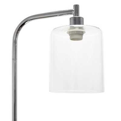 Sleek Chrome Arc Floor Lamp with Clear Glass Shade