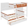 Merax Multi-Functional Twin Over Full Bunk Bed with Built-In Wardrobe, Storage Shelves, 2 Drawers & LED Lighting - 3 of 4